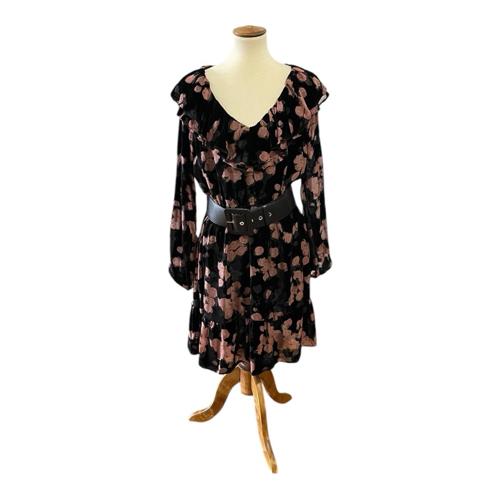 #301, Michael Michael Kors long sleeve, lined velvet dress, size L